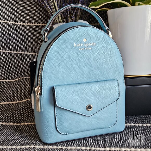#10 Kate Spade Schuyler Mini Backpack and Wristlet – Smoky Blue - Picture 4 of 16